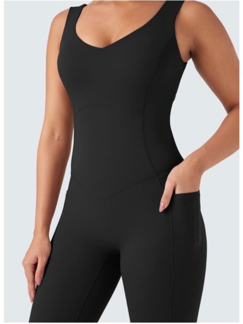 Halara Womens Sz Large UltraSculpt Contour-Sculpting Black Jumpsuit